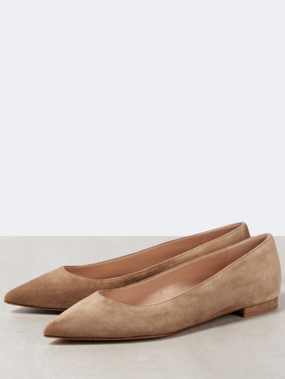 Gianvito Rossi Suede Ballet Flats Pointed Toe Neutral Quiet Luxury Women’s 37